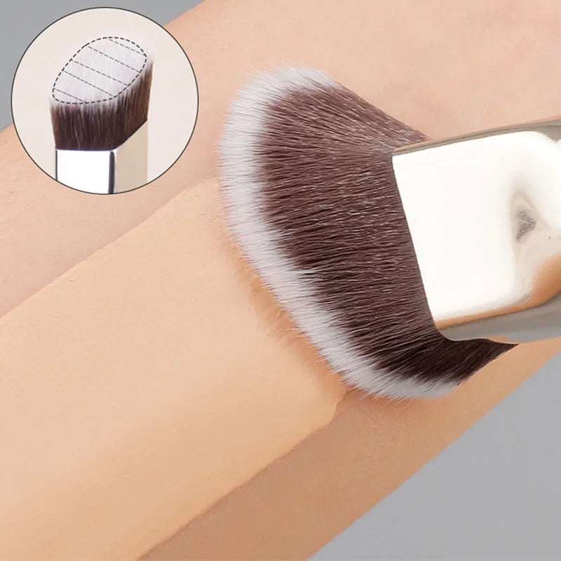 Sloped Trapezoid Foundation Brush – Wooden Handle Makeup Tool