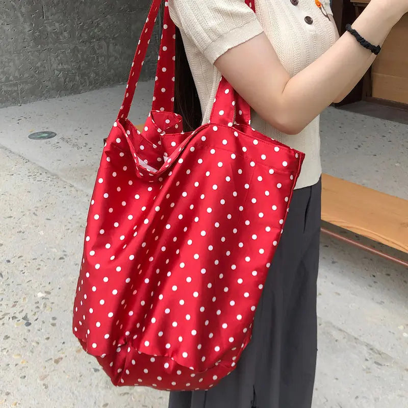 Nixie Retro Polka Dot Tote Bag – Large Women's Shoulder Bag