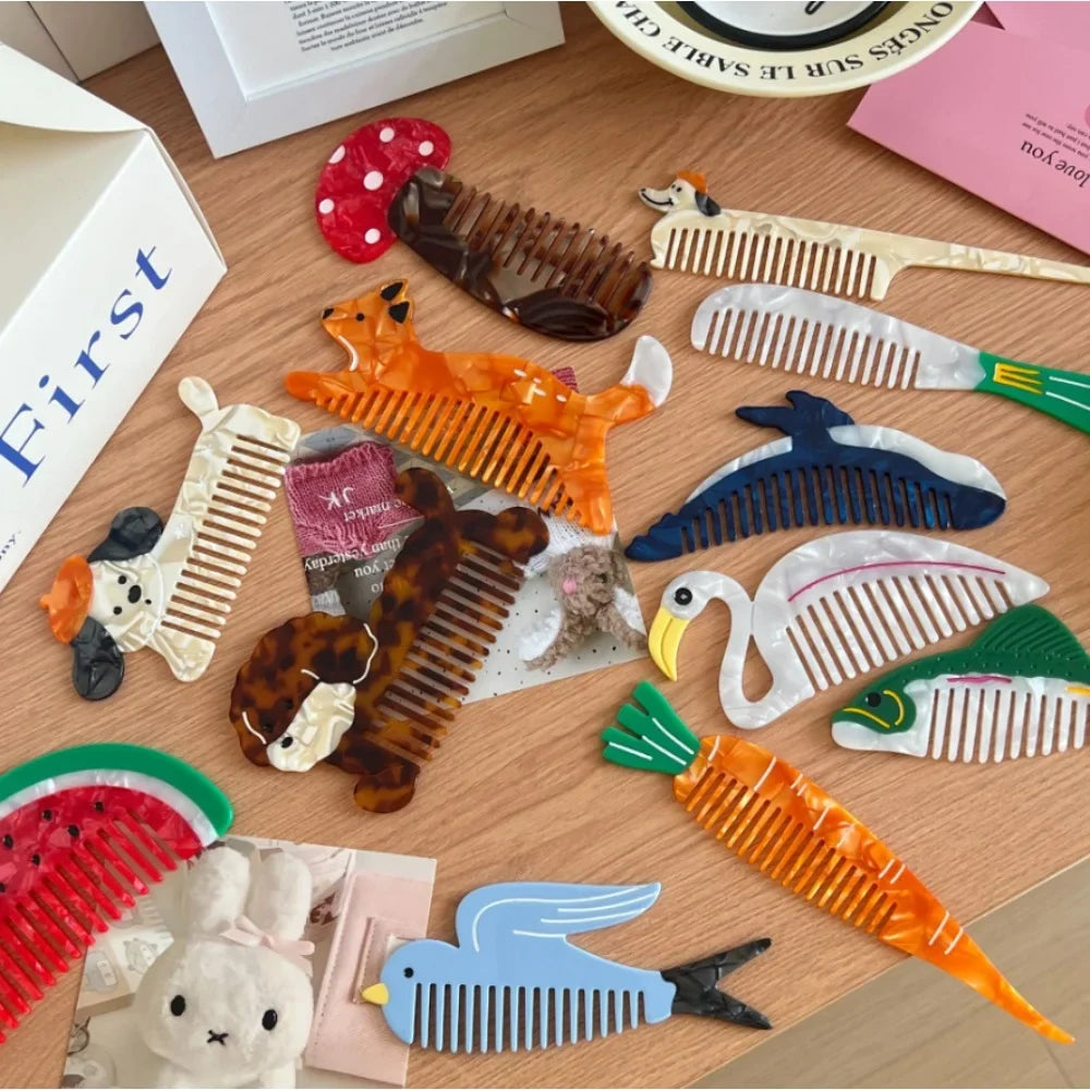 Tulip Acetate Wide Tooth Pointed Tail Hair Comb | Nixie