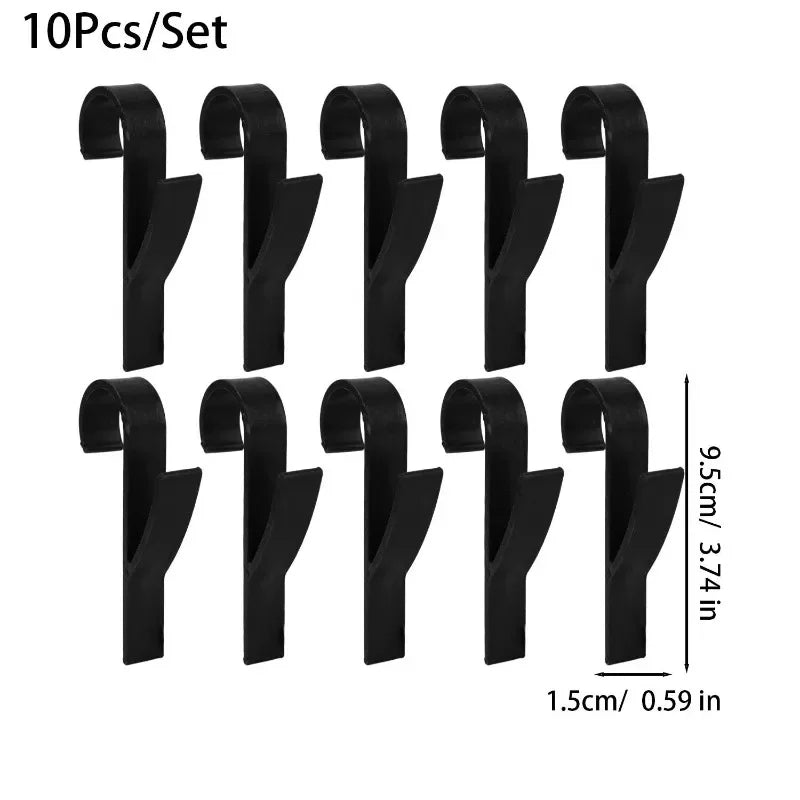 10PCS Rail Hooks for Towels, Clothes & Bathroom Storage | ABS