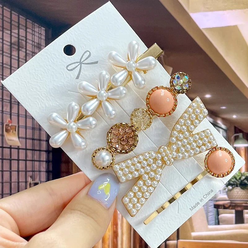 Pearl Hair Clip – Rhinestone Flower Barrette for Women & Girls