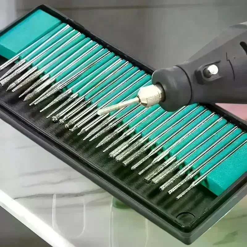 30Pcs Diamond Burs Set for Rotary Grinder – Grinding & Carving