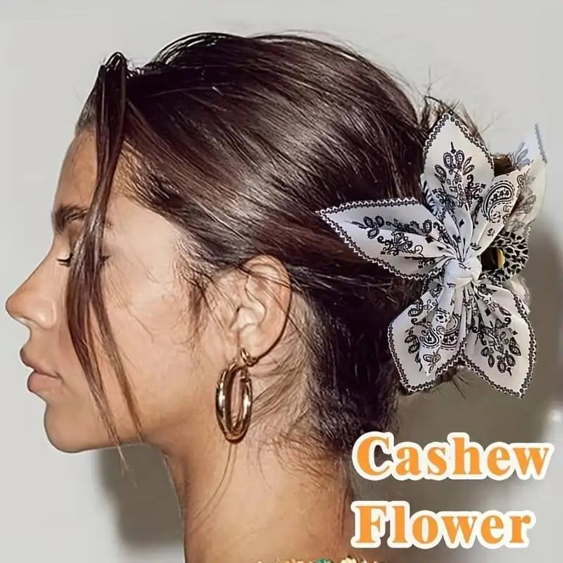 Paisley Cotton Hair Claw Clip with Bow | Women & Girls