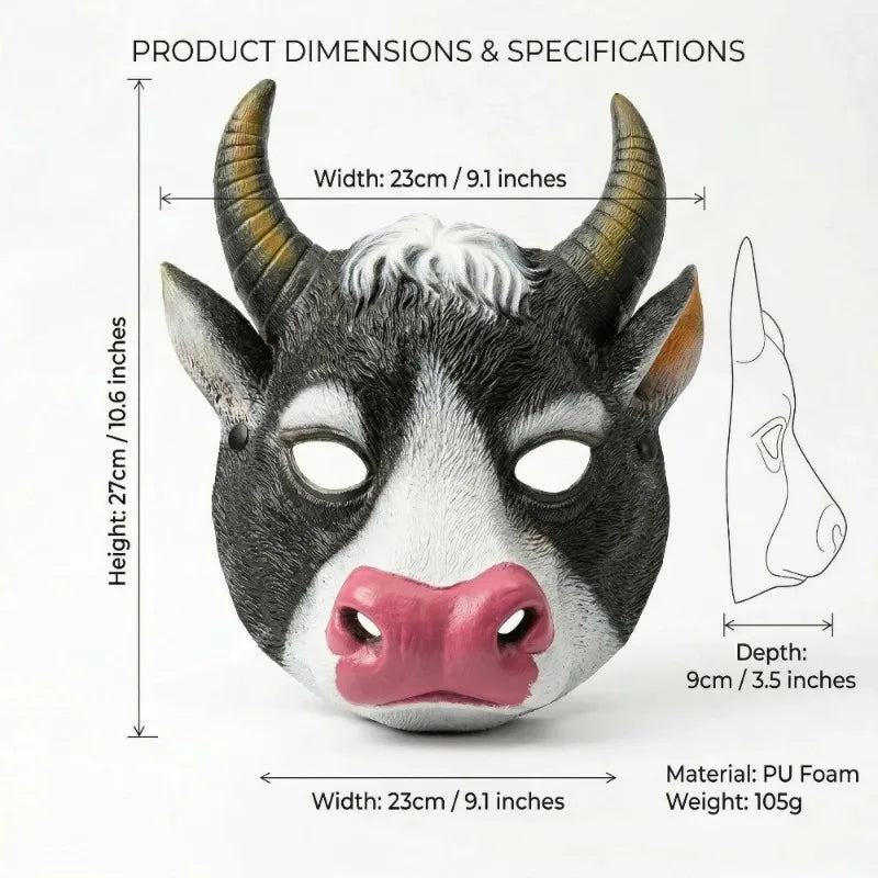 3D Cow Half Face Mask – Cosplay Carnival Halloween Costume
