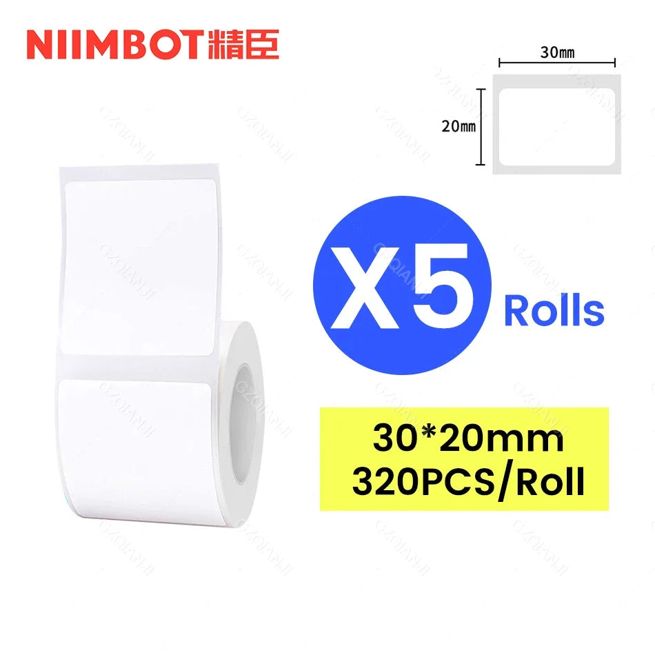 NiiMbot Thermal Label Rolls – Round White Waterproof Stickers