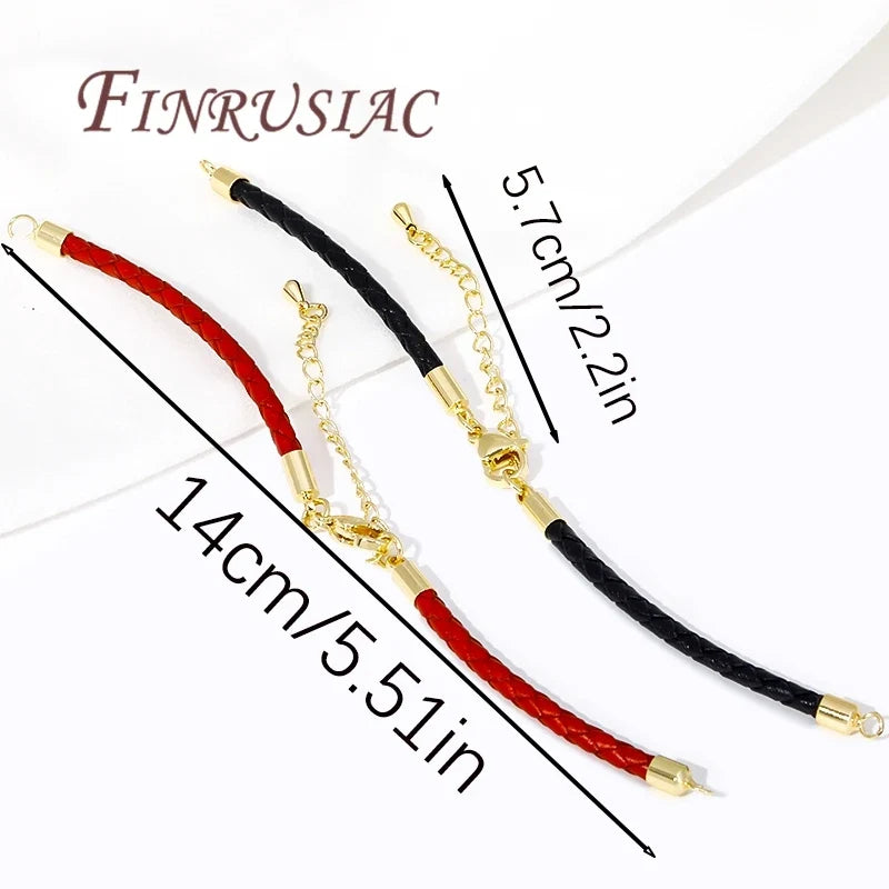 18K Gold Plated Leather Cord Chain with Lobster Clasp | DIY Bracelet