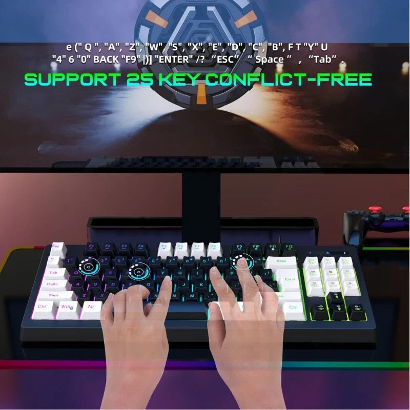 87-Key RGB Gaming Keyboard – USB Wired Membrane Keyboard
