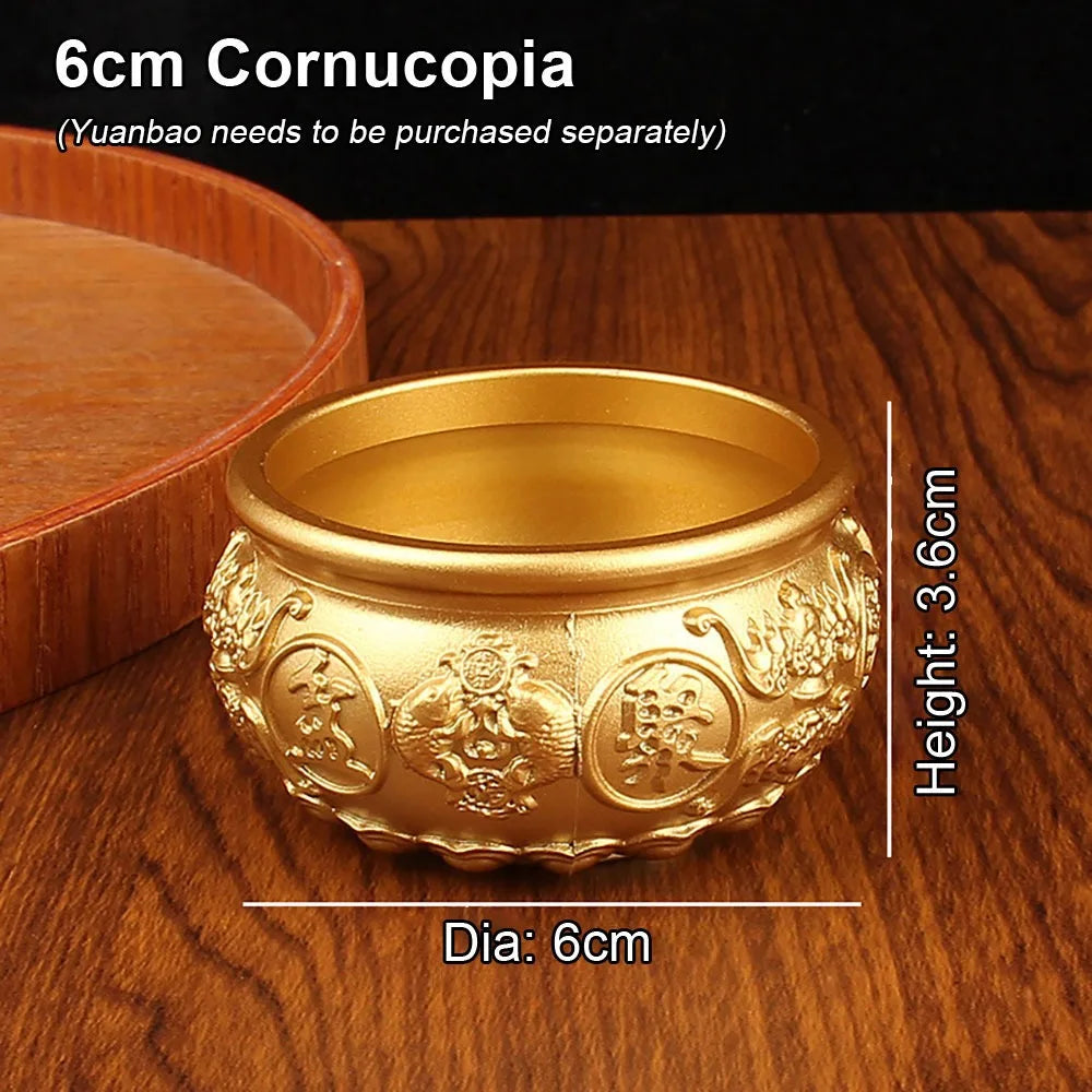Brass Cornucopia Treasure Bowl – Good Luck Desktop Ornament