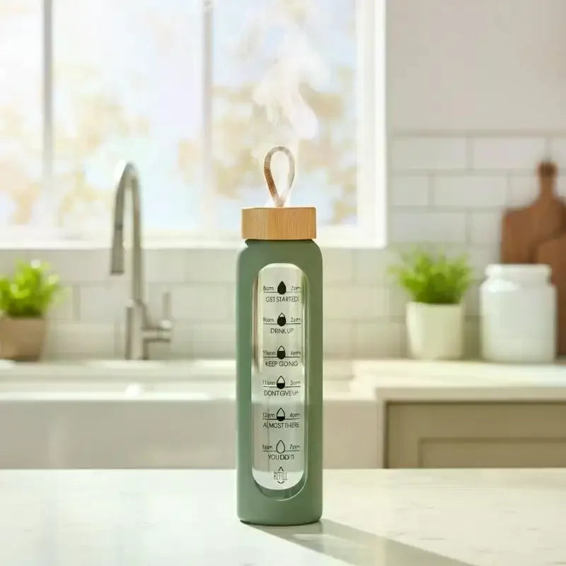 1L Borosilicate Glass Water Bottle – BPA-Free & Leakproof