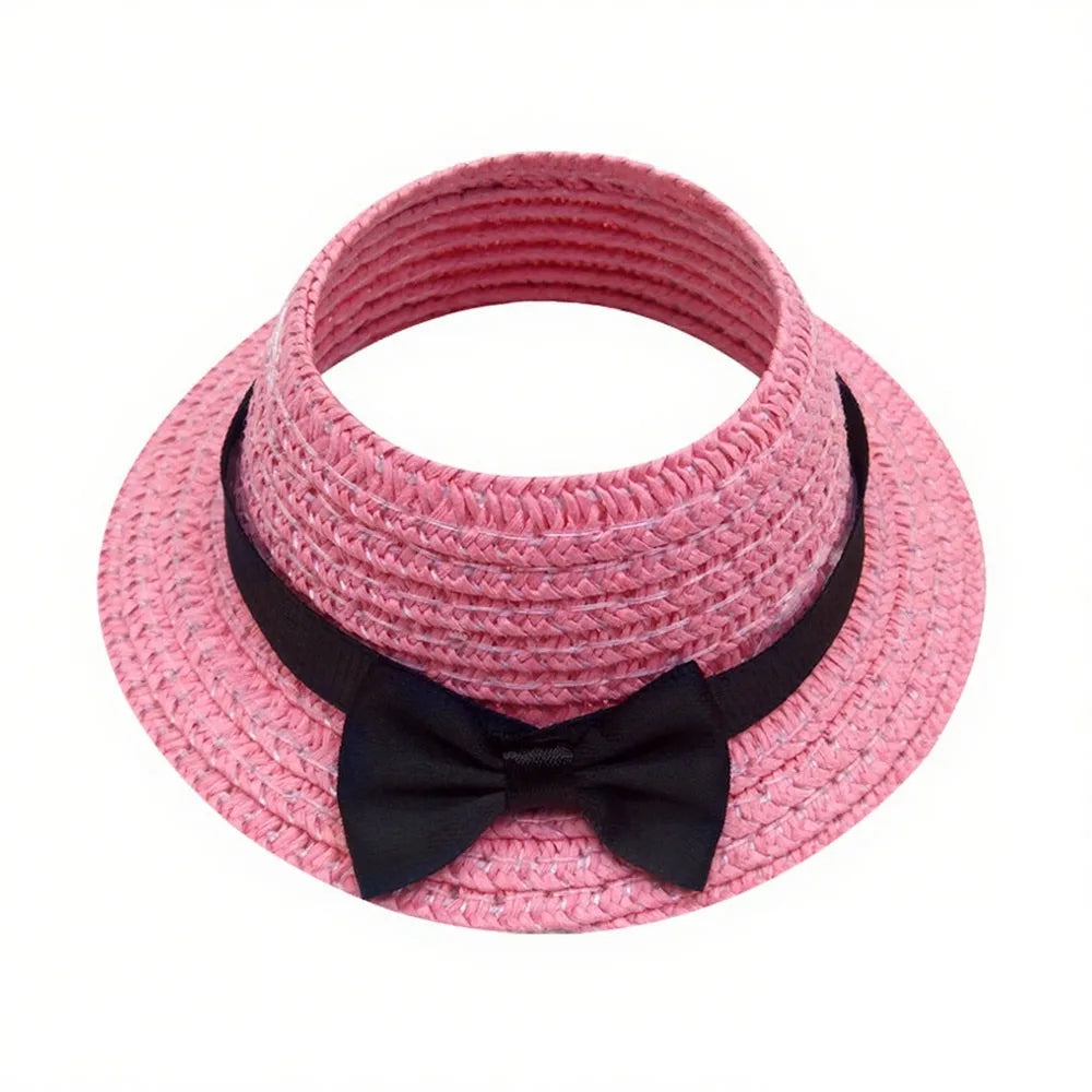 Miniature Straw Doll Hat with Bow – 1/6 Scale 10.5cm Accessory