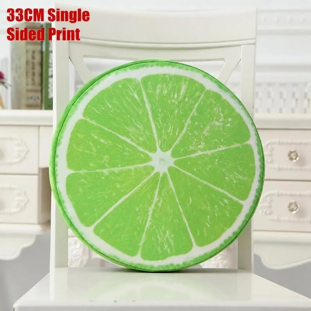 Round Fruit Slice Plush Pillow – Cute Sofa Seat Cushion Decor