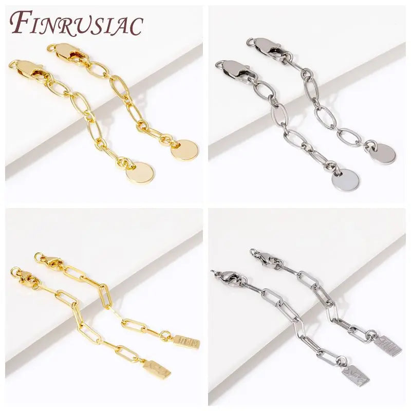 18K Gold Plated Extension Tail Chains with Lobster Clasps – 5 Pack