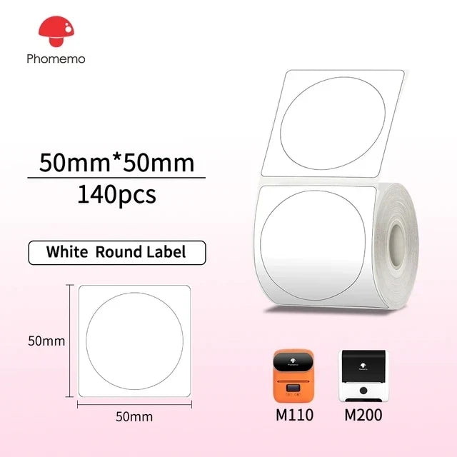 Phomemo M110 M200 M221 Clear Round Thermal Labels 1.57"