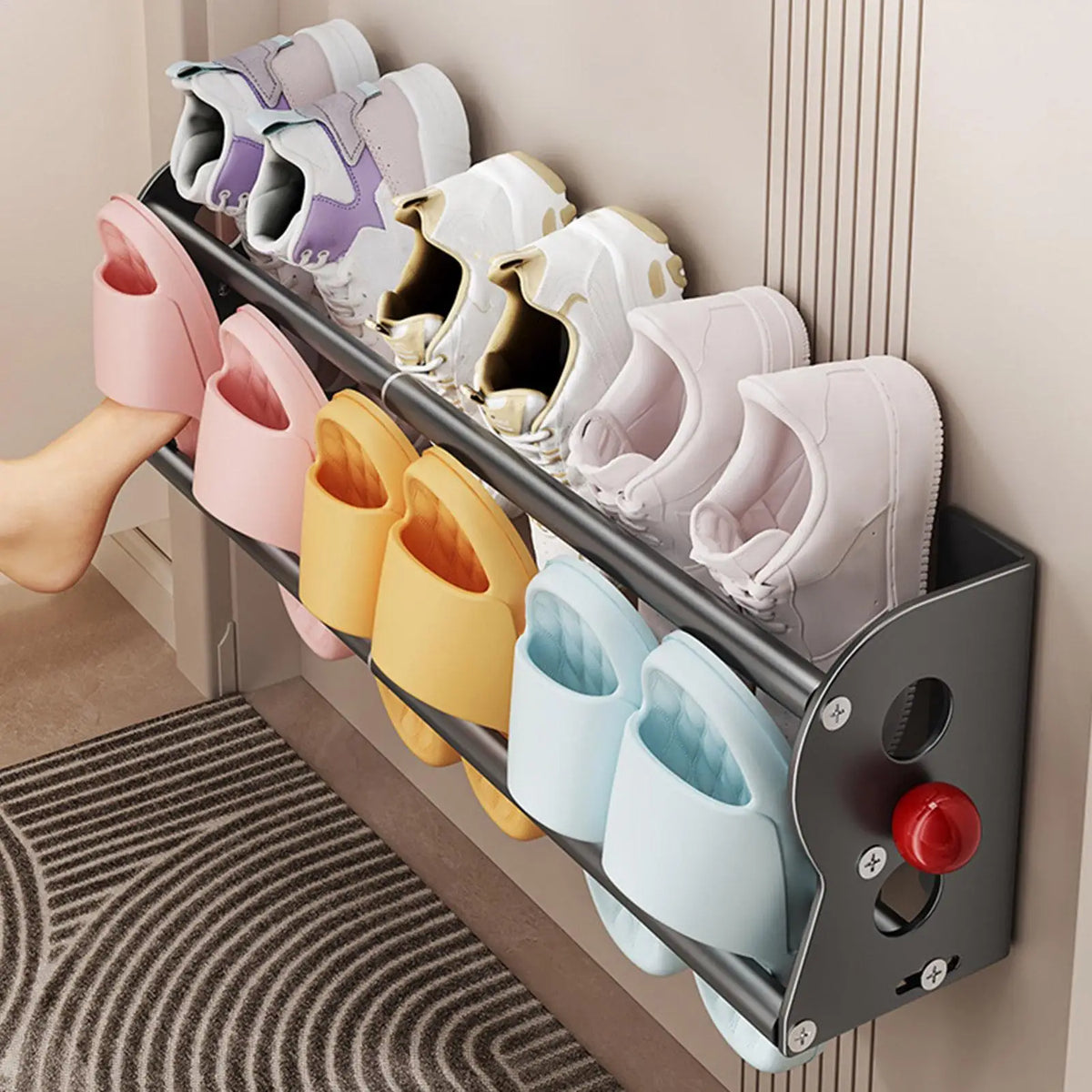Magnetic Shoe Rack – Expandable 40–73cm No-Drill Over Door Organizer