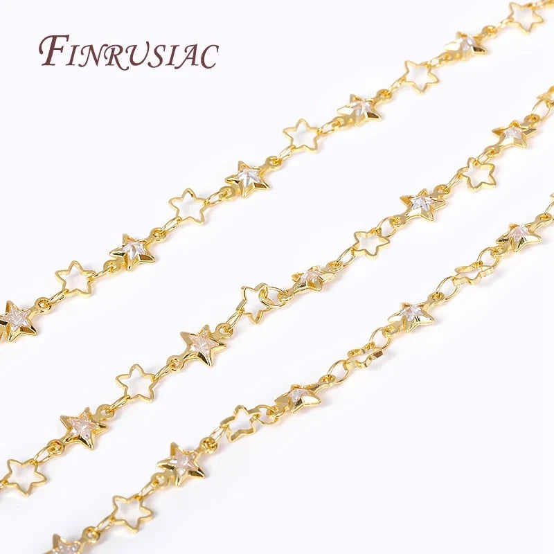 18K Gold Plated Star Zircon Link Chain | DIY Jewelry Making