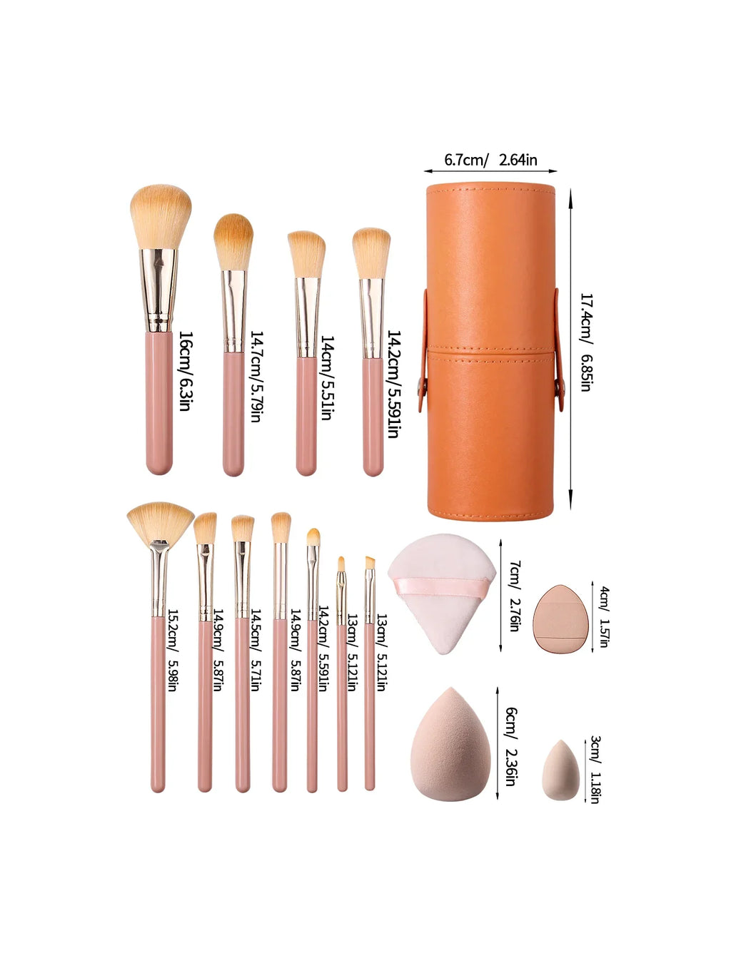 Professional Makeup Brush Set – Brushes, Sponges & Puffs
