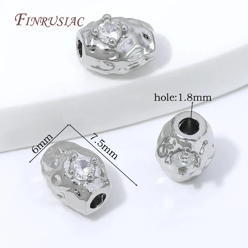 18K Gold Plated Zircon Oval Charm & Spacer Beads | DIY Jewelry