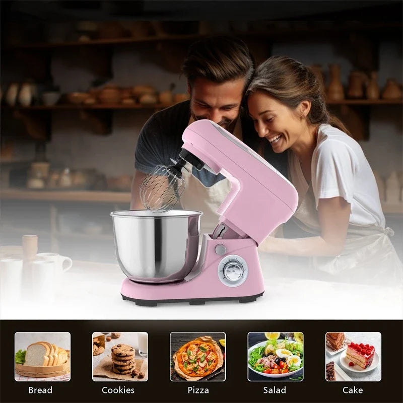 Pink Stand Mixer – Dough Kneading, Egg Beating & Whipping
