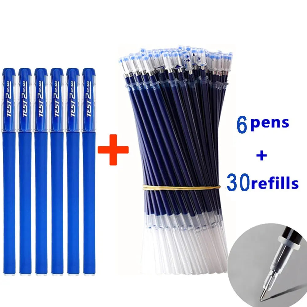 Gel Pens Set 0.5mm Bullet Tip – Black Blue Red Ink | School