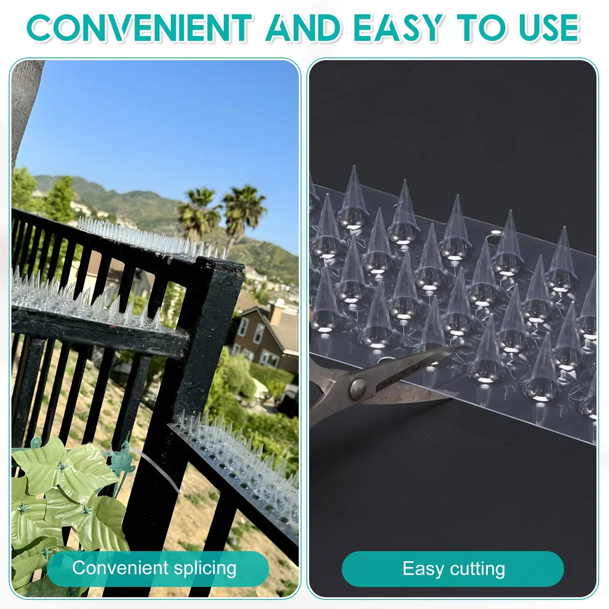 24-Pack Transparent Bird Spikes – Fence & Wall Deterrent