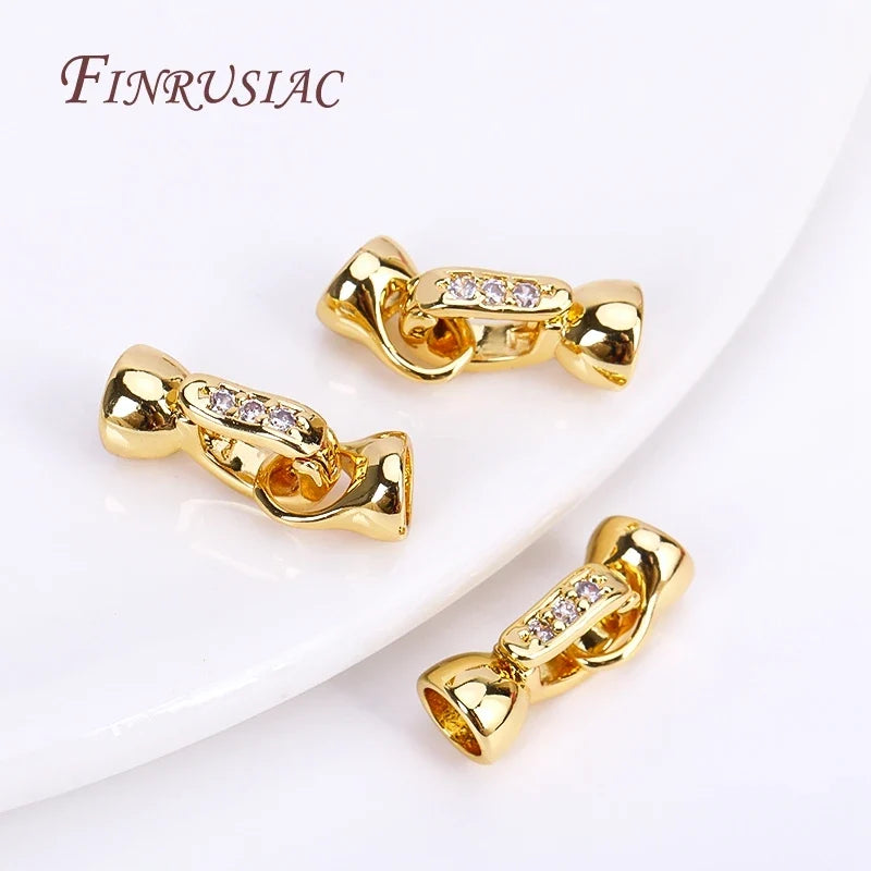 18K Gold Plated Zircon Lock Clasp for DIY Jewelry Making