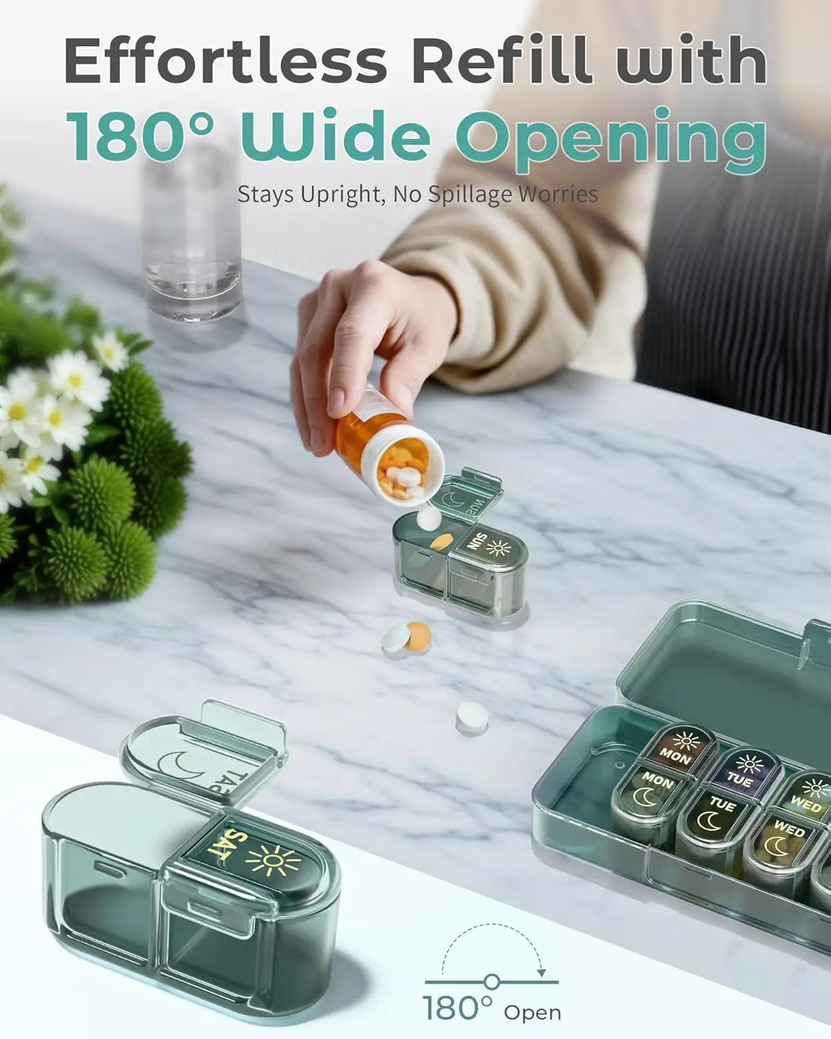 7-Day AM/PM Pill Organizer – 14-Compartment Weekly Pill Box