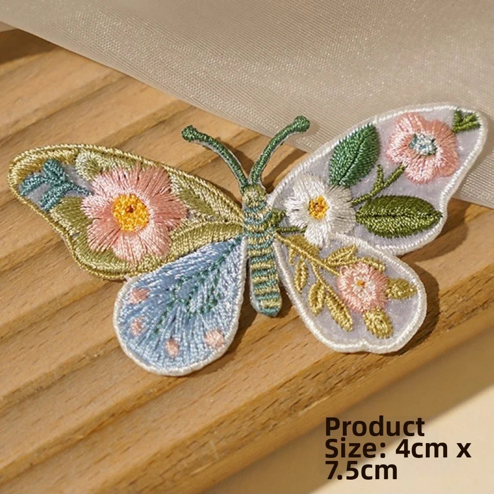 2Pcs 3D Butterfly Embroidery Iron-On Patches – Floral Applique
