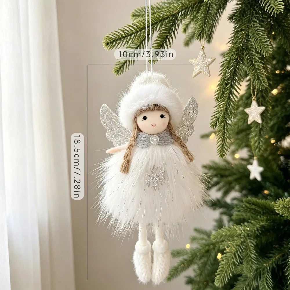 Plush Christmas Angel Ornament – Fluffy Wings Hanging Pendant