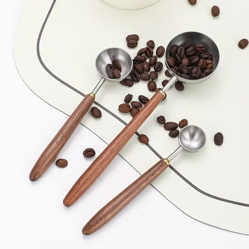 Stainless Steel Coffee Scoop Walnut Wood Handle 8/25ml