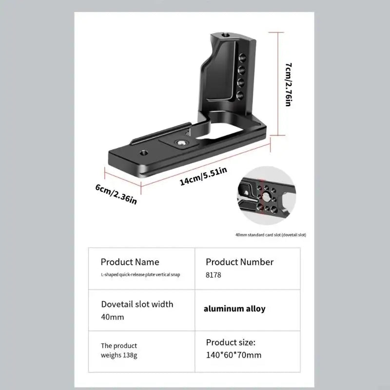 X-T5 Aluminum L Bracket Quick Release Camera Plate 1/4" Mount