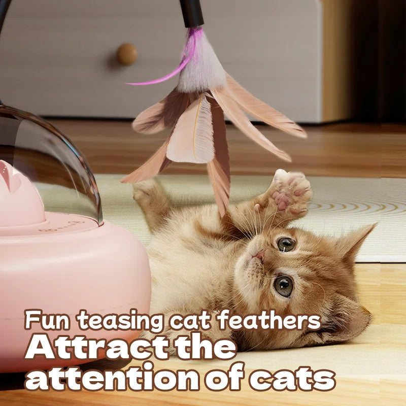 USB Rechargeable Rotating Feather Cat Toy | Interactive Auto