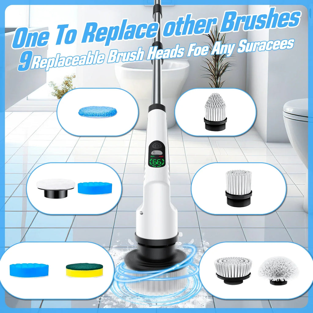 Electric Spin Scrubber – Long Handle Wireless Rotating Brush
