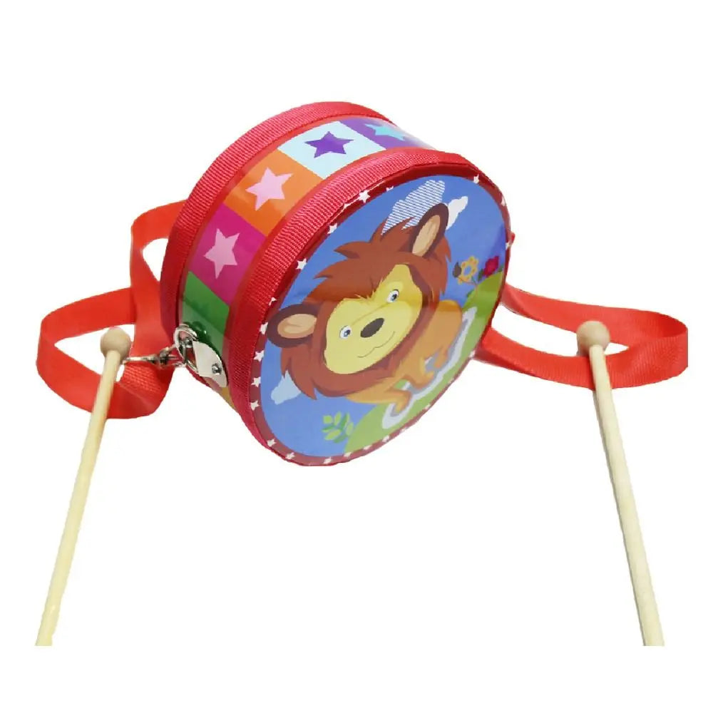 Kids Wooden Percussion Drum – Animal Pattern & Carry Strap