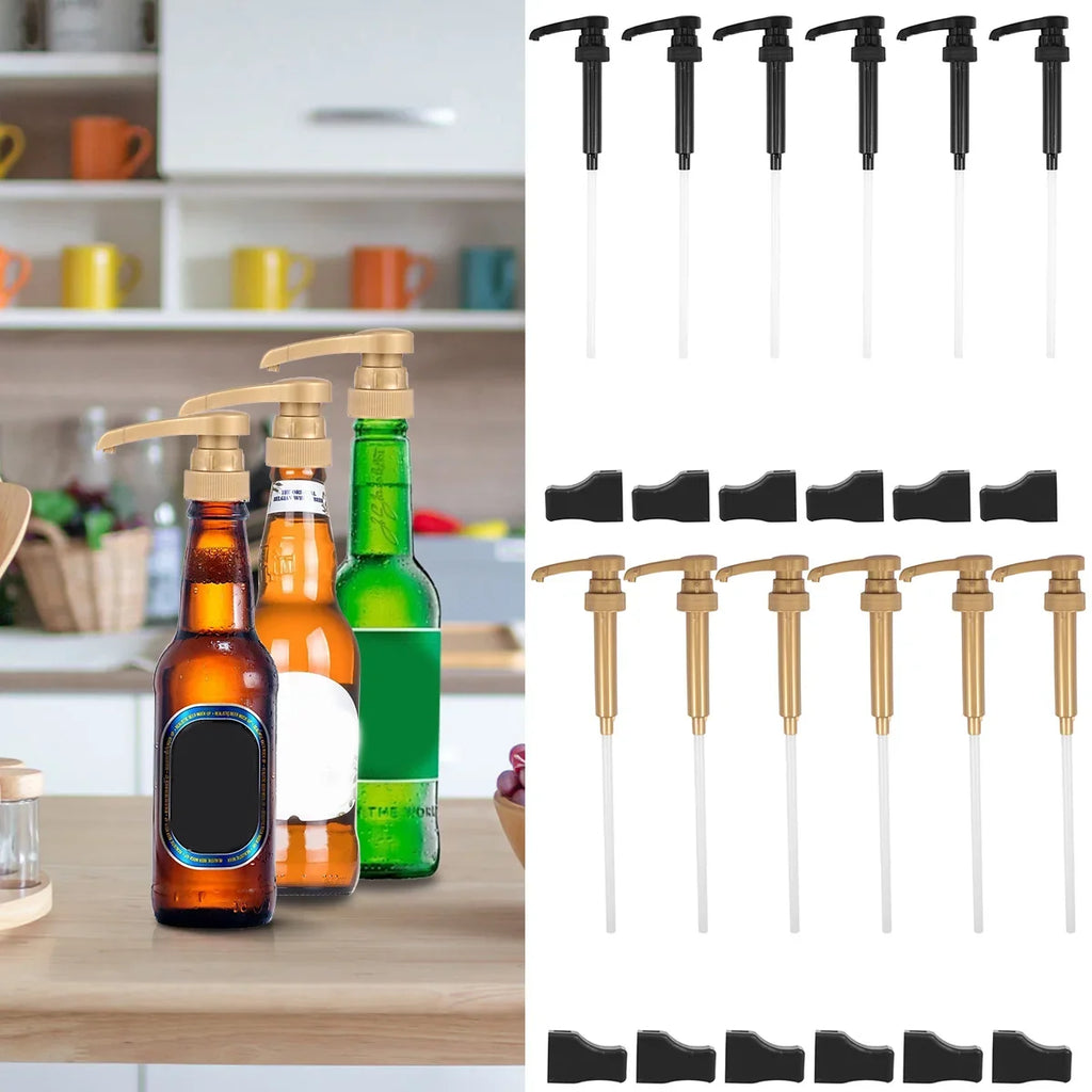 6-Pack Coffee Syrup Pump Dispenser – Gold & Black, 750ml Fit