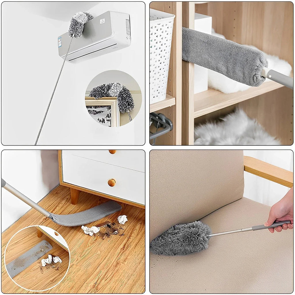Telescopic Microfiber Duster Set – 40–250cm, 3 Heads