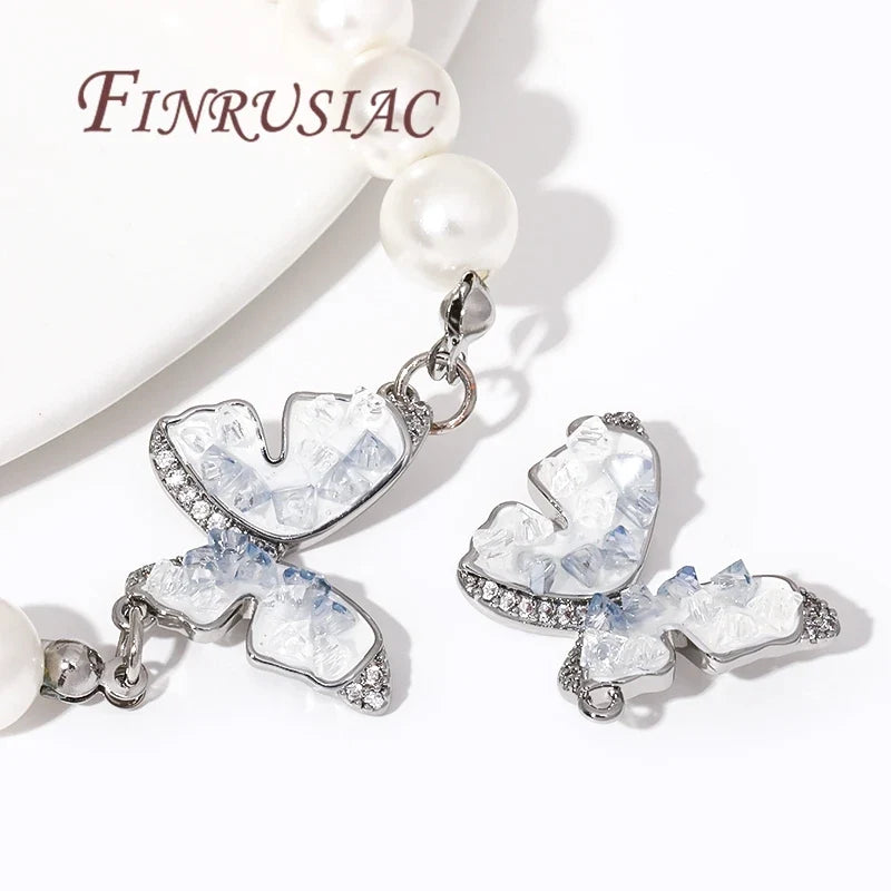 Rhodium Butterfly Zircon Charm Pendant – DIY Jewelry Connector