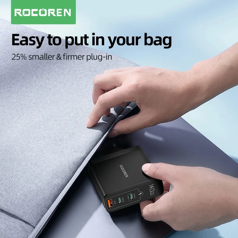 Rocoren 140W GaN USB-C Charger PD 3.1 QC 4.0 | MacBook & iPhone