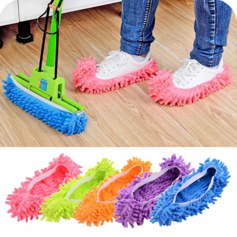 Microfiber Floor Cleaning Slippers – Washable Mop Shoes 2pcs