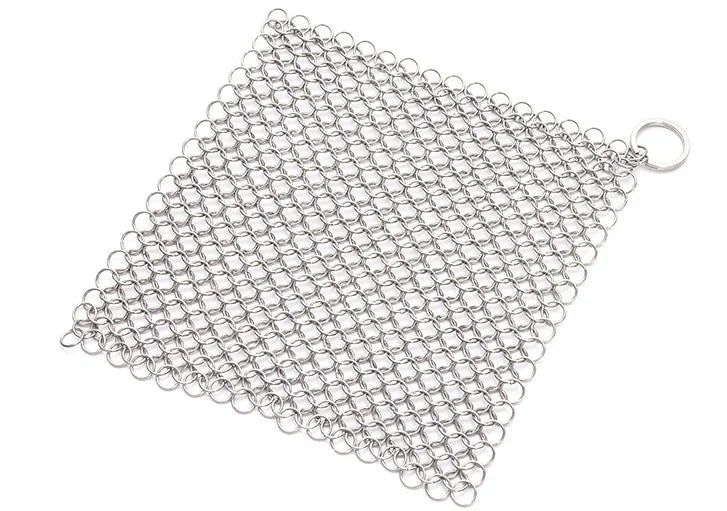 Stainless Steel Chainmail Scrubber for Cast Iron – 4 Inch