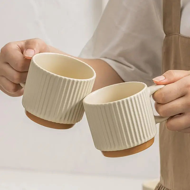 Thickened Ceramic Mug with Handle – Modern White Coffee Cup