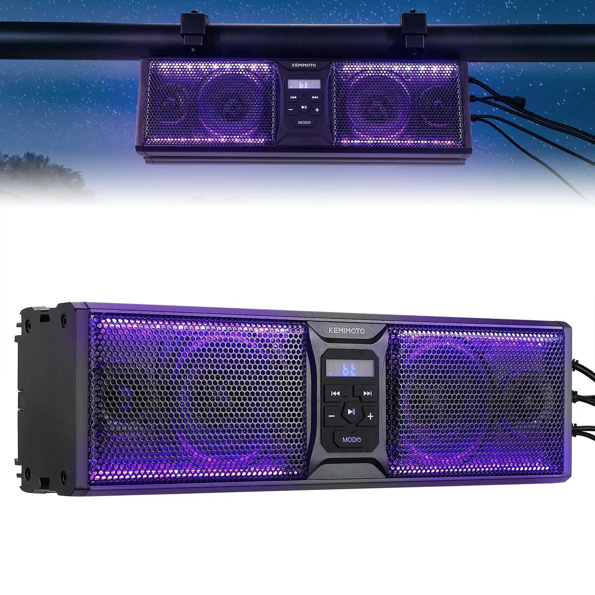 UTV RGB Sound Bar Bluetooth 5.0 | Fits 1.75–2.25" Roll Bars
