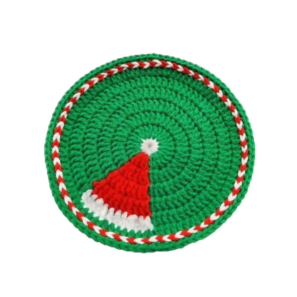 Hand-Knitted Christmas Crochet Coaster | Gingerbread Man Cup Mat