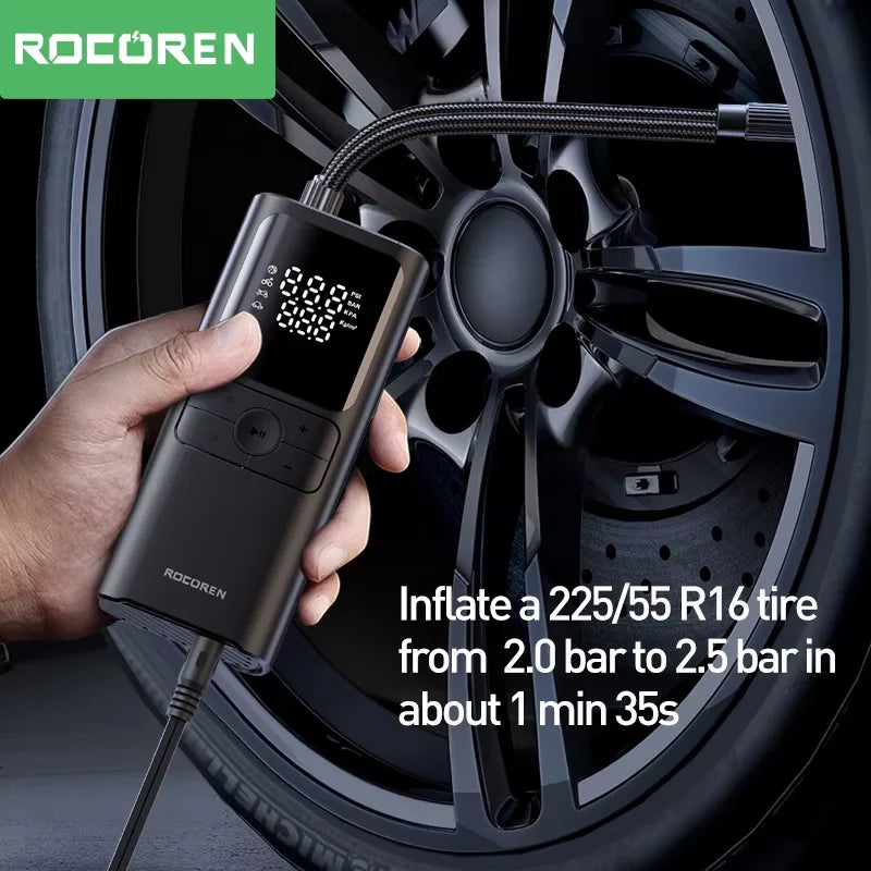 Rocoren 12V Portable Tire Inflator with Digital Display