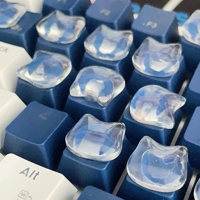 Cat Head Silicone Keycaps for Long Nails – 20 Pack Clear
