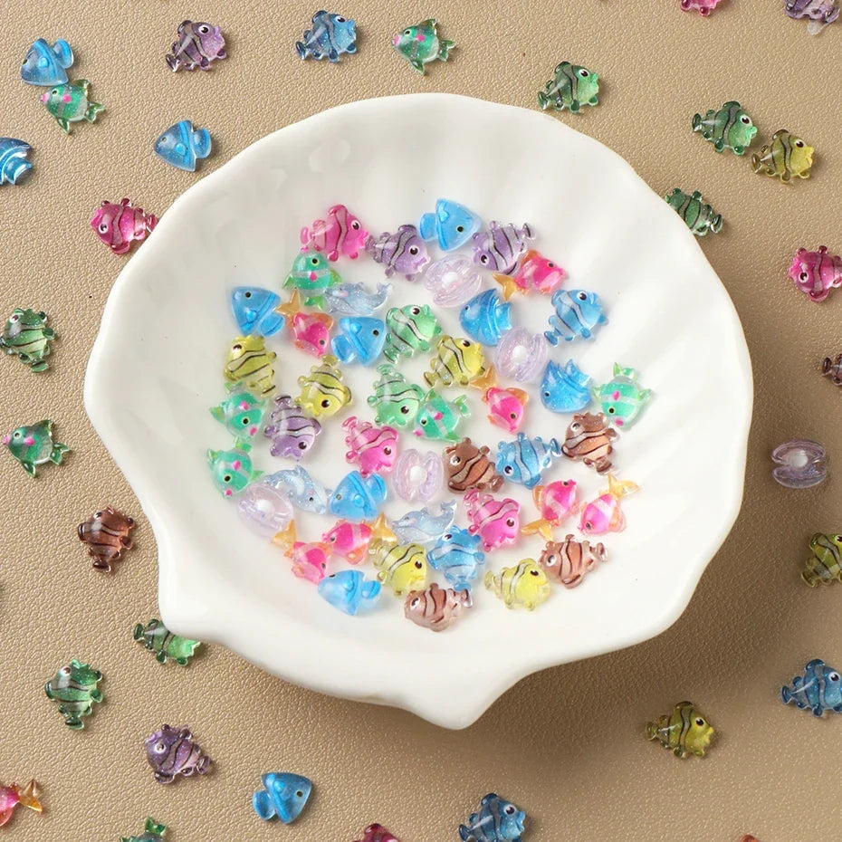 Resin Nail Art Charms – Fish, Shells & Dolphin Flat Back 30/100pcs