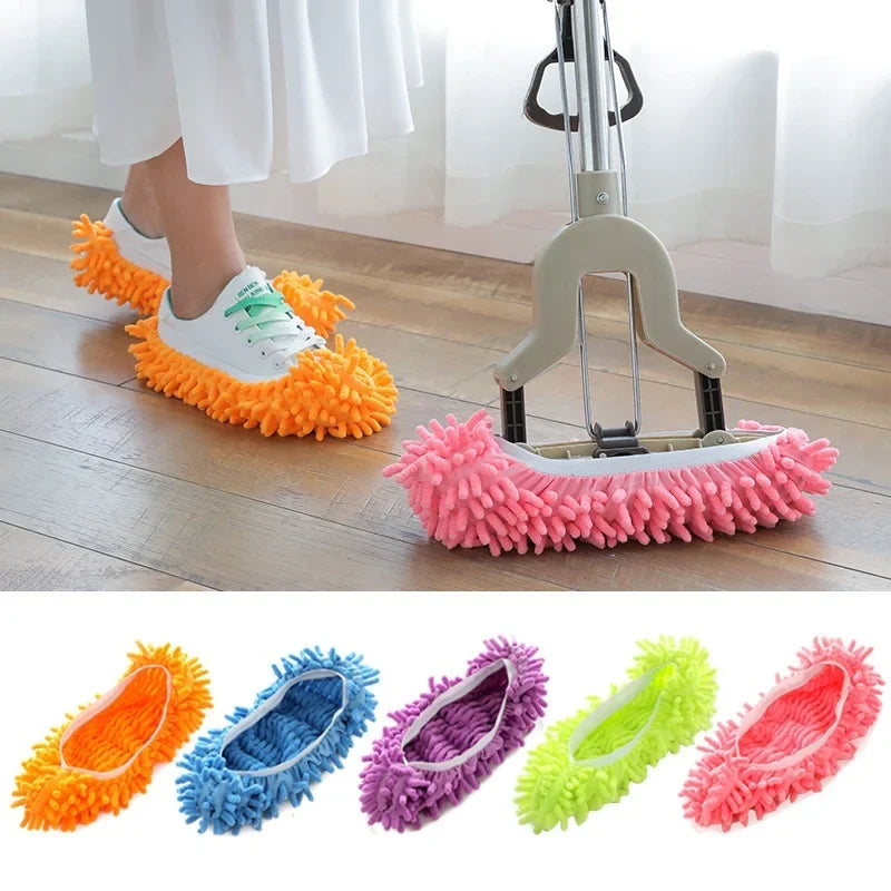 Microfiber Floor Cleaning Slippers – Washable Mop Shoes 2pcs