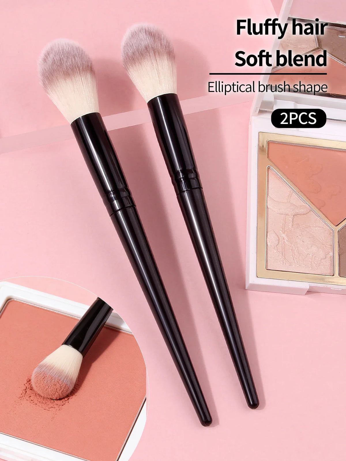 2-Pack Flame Shape Blush Highlighter & Contour Makeup Brushes