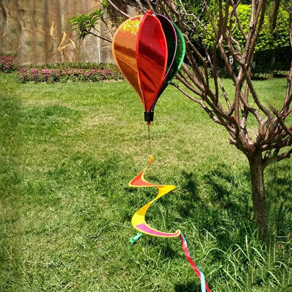 Rainbow Hot Air Balloon Wind Spinner 40cm – Kinetic Garden Decor