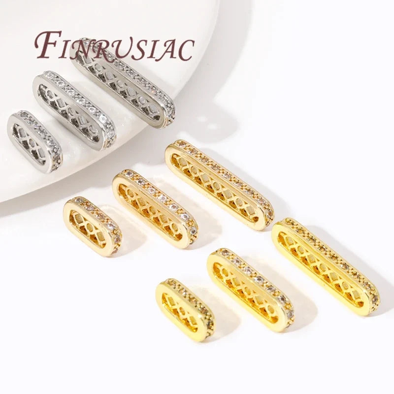 14K/18K Gold Plated Zircon Spacer Bar Beads – 3/5/7 Holes