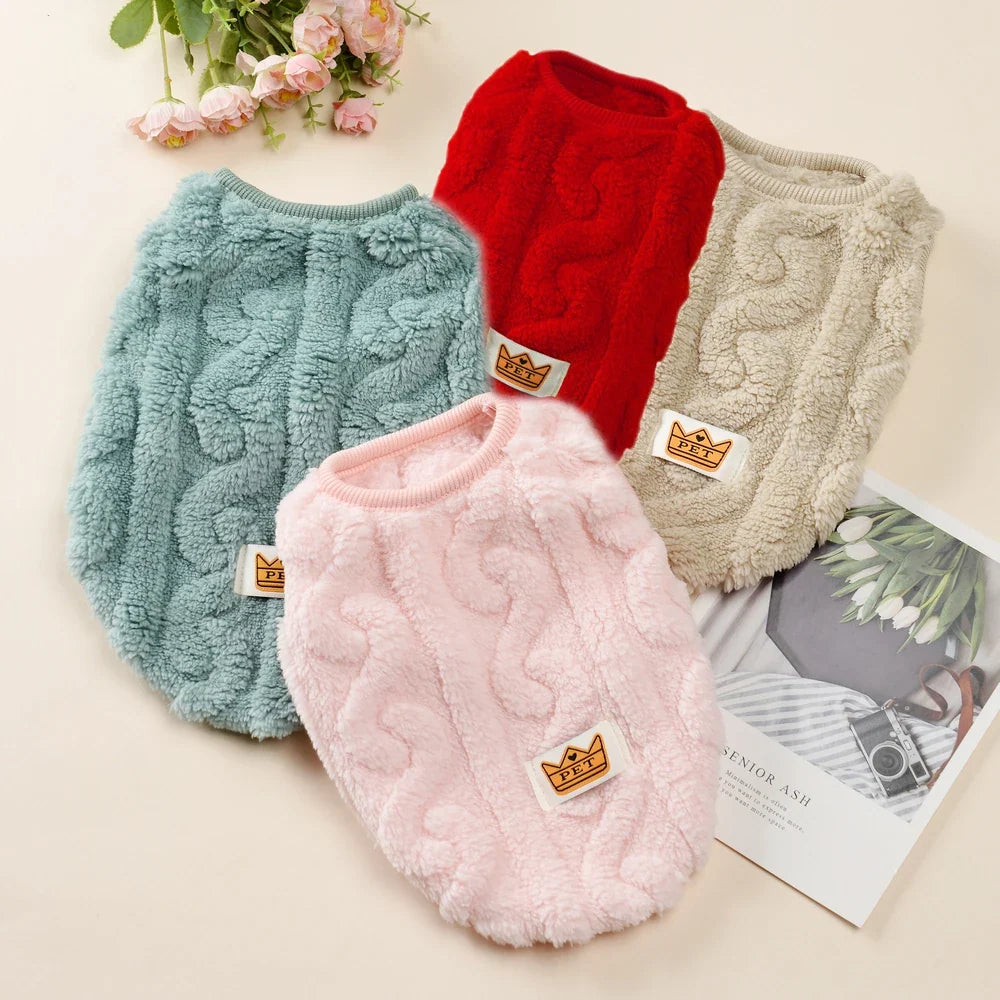 Soft Fleece Pet Vest Sweater – Small Dogs & Cats Winter Pullover